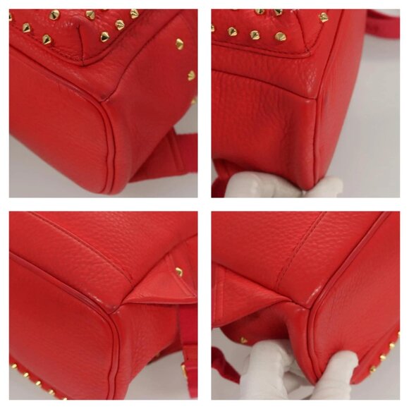 MCM Studs Backpack Leather Red Gold bst584-112825 - Picture 7 of 16